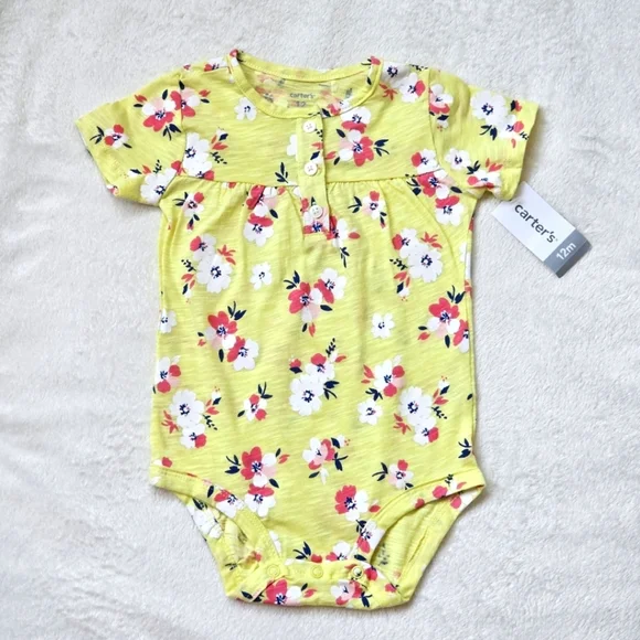 Carter's Baby Girls' Floral Bodysuit, Yellow, Multicolor - Picture 1 of 6